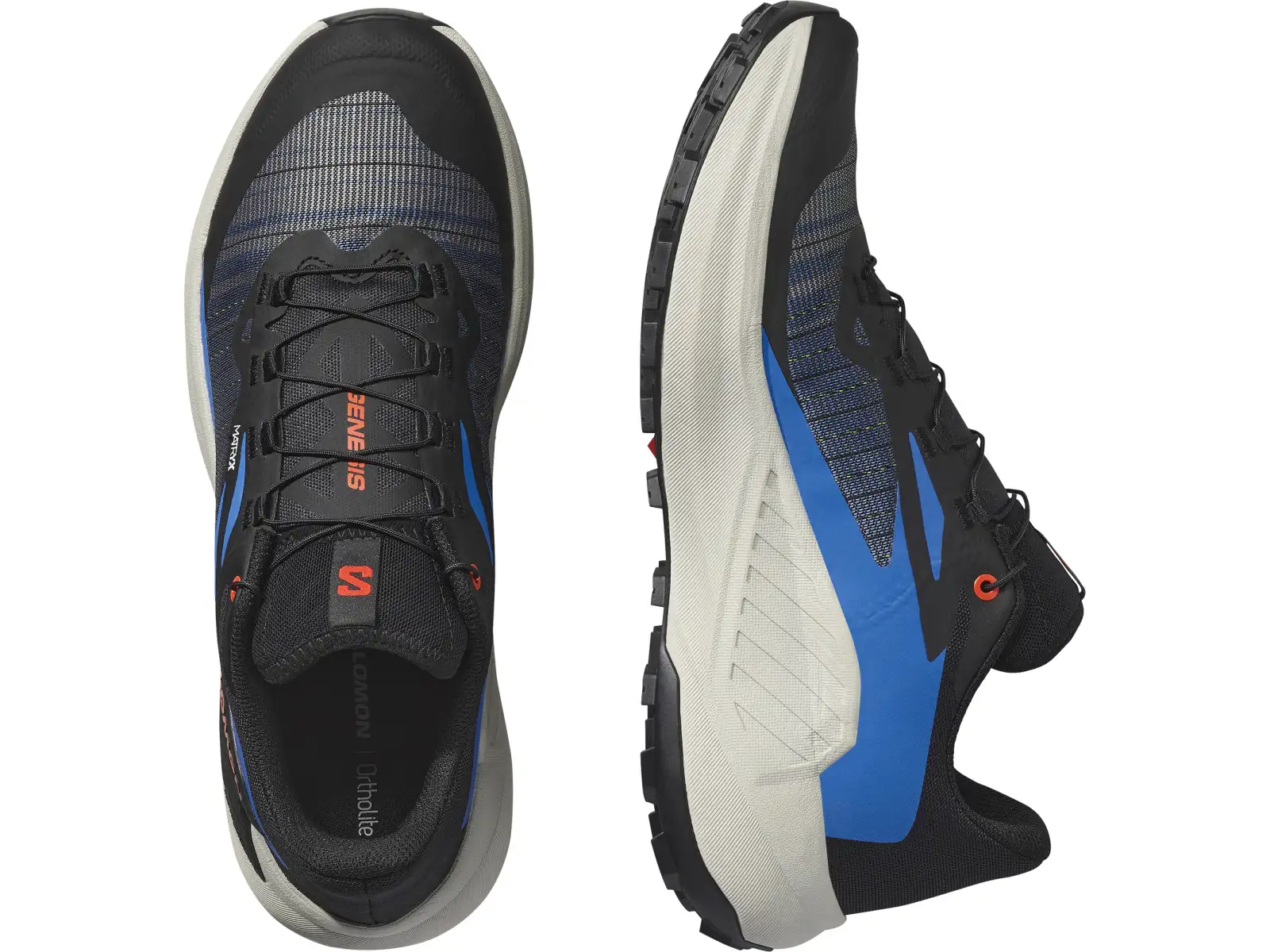 Salomon Genesis pánská běžecká obuv Black/French Blue/Cherry Tomato