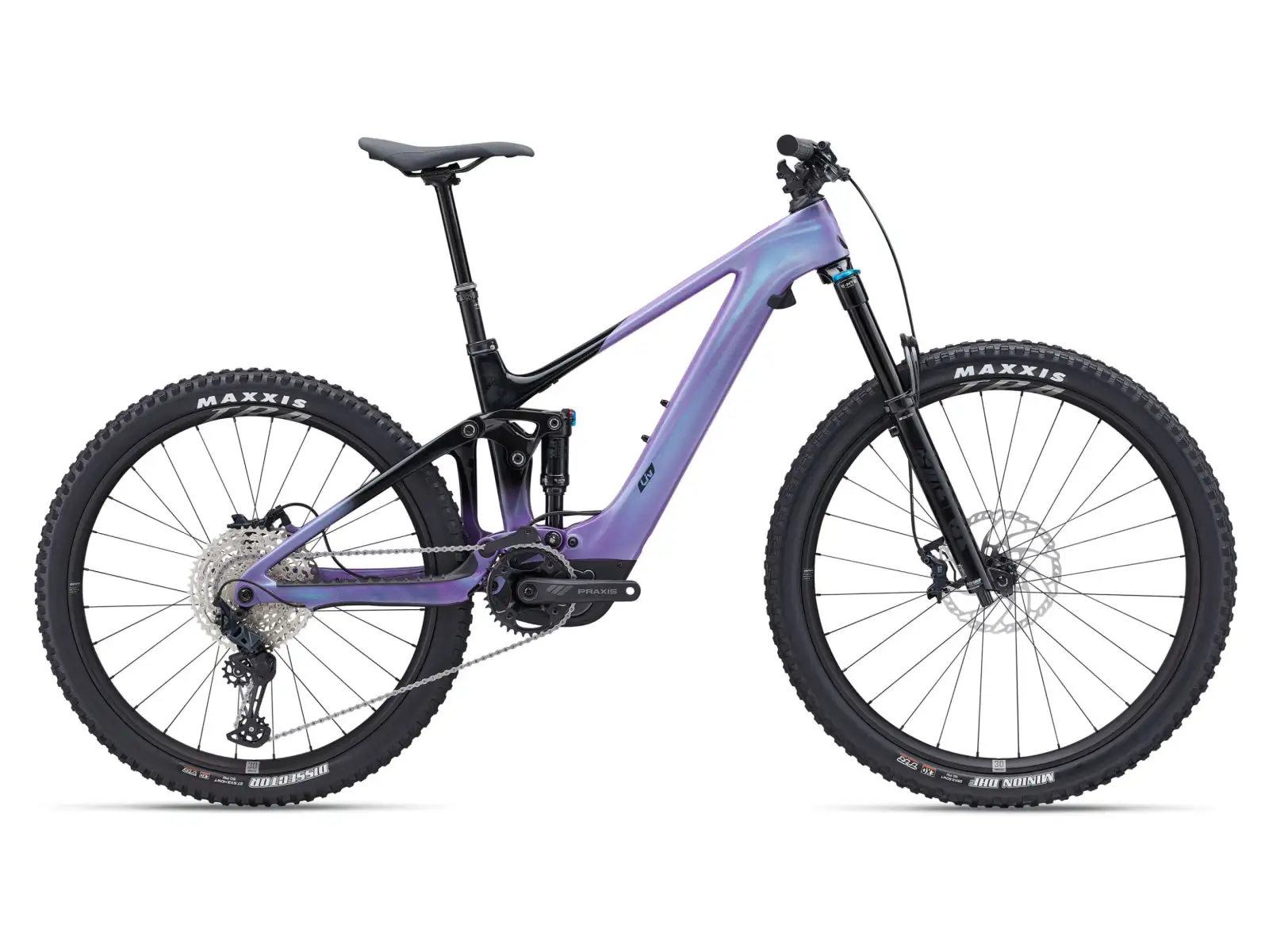 Liv Intrigue X Advanced E+ Elite 2 celoodpružené elektrokolo Digital Blurple