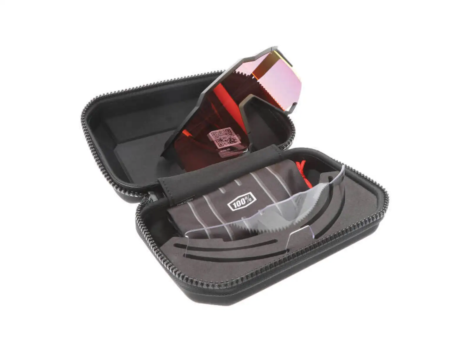 100% Performance Speedcraft cyklistické brýle Soft Tact Black/HIPER Red Multilay