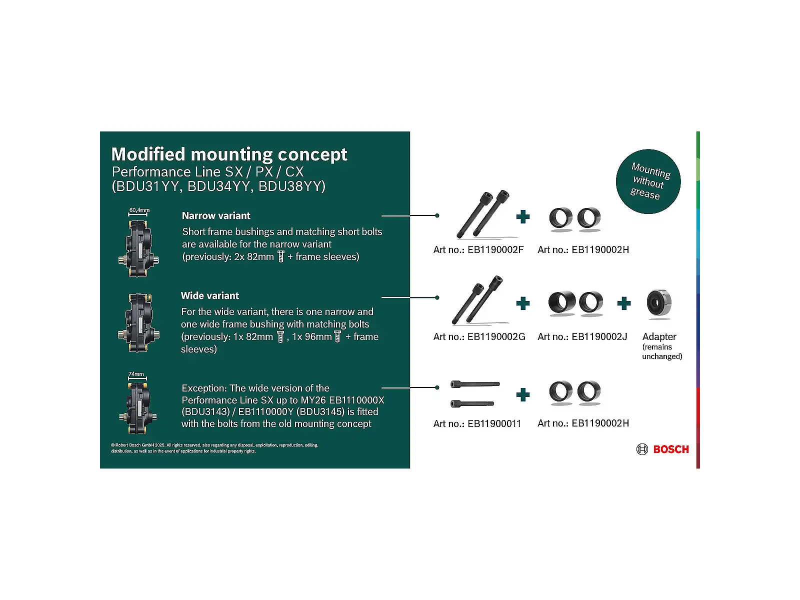 Bosch šrouby do rámu pro bushing kit, wide (BDU31YY, BDU34YY, BDU38YY)