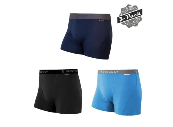 Sensor Merino Active 3-PACK pánské trenky černá/modrá/Deep Blue
