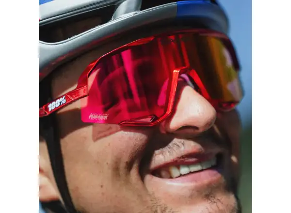 100% Slendale Pidcock Le cyklistické brýle Gloss Red Holographic HiPER Red Mirror Lens