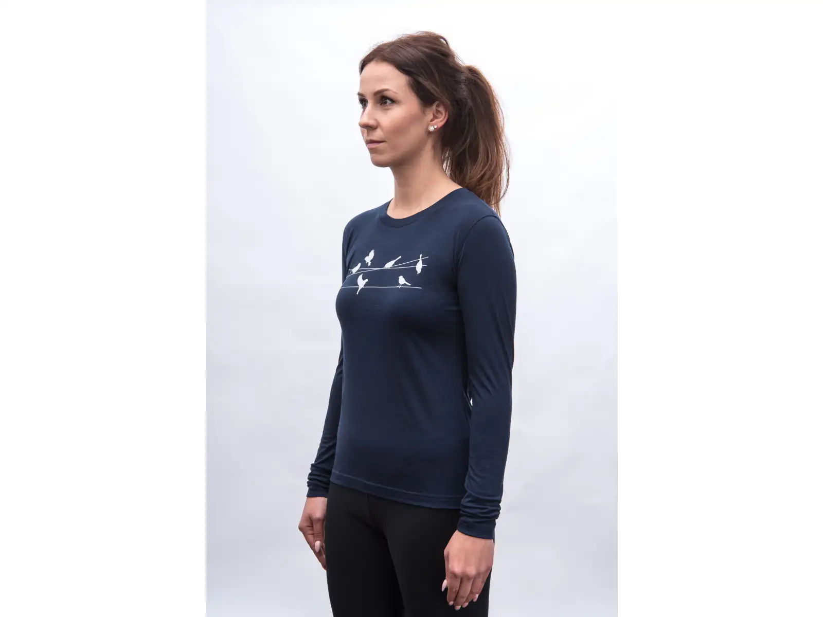 Sensor Merino Active Songbirds dámské triko dlouhý rukáv Deep Blue