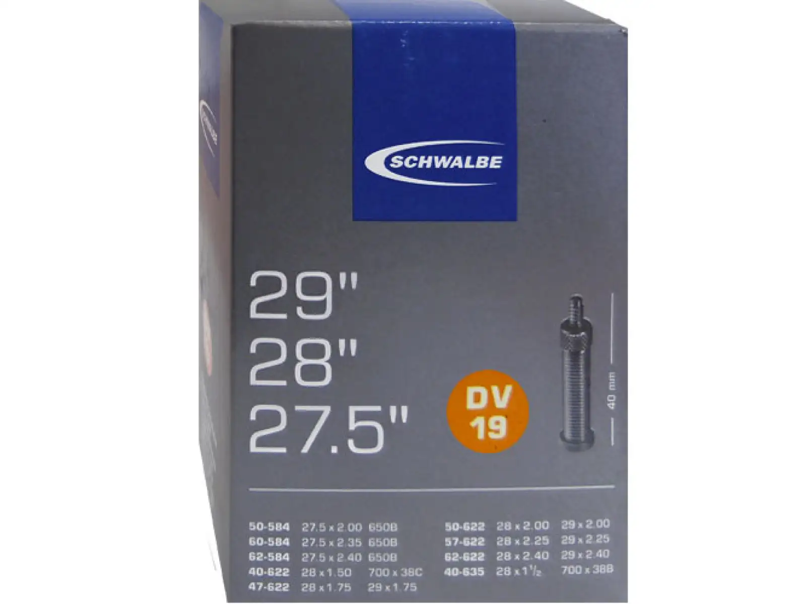 Schwalbe duše MTB 27,5/28/29" 40-62/622 (DV.19) dunlop ventil 40 mm