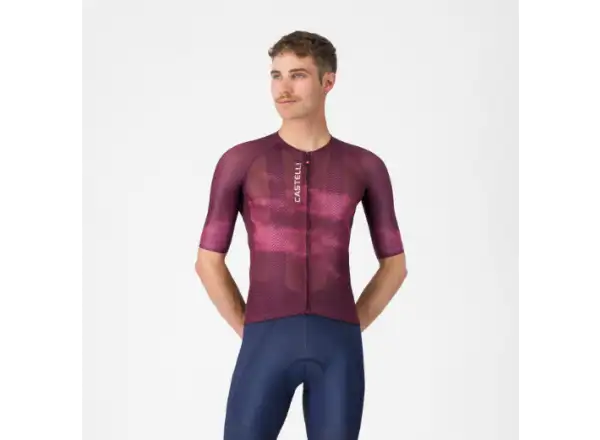 Castelli Climber's A/C pánský dres krátký rukáv Deep Bordeaux/White