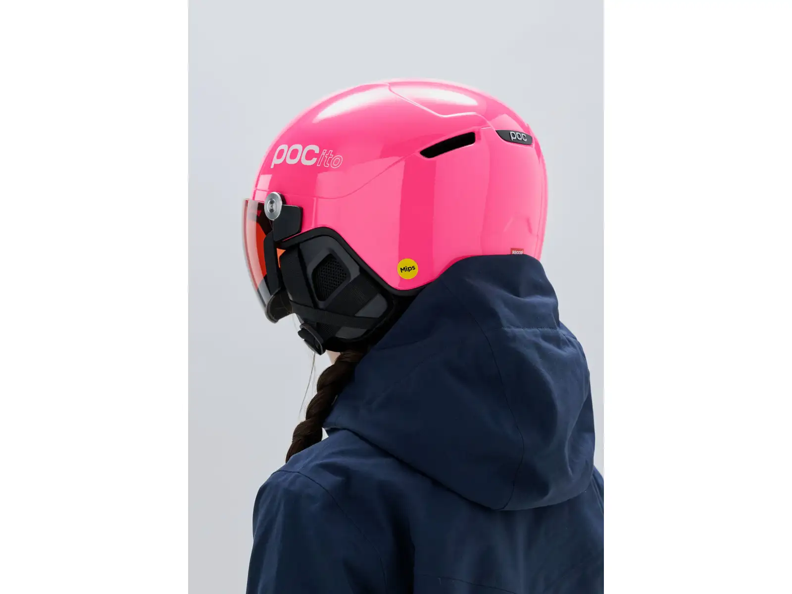 POC POCito Obex Visor dětská lyžařská přilba Fluorescent Pink