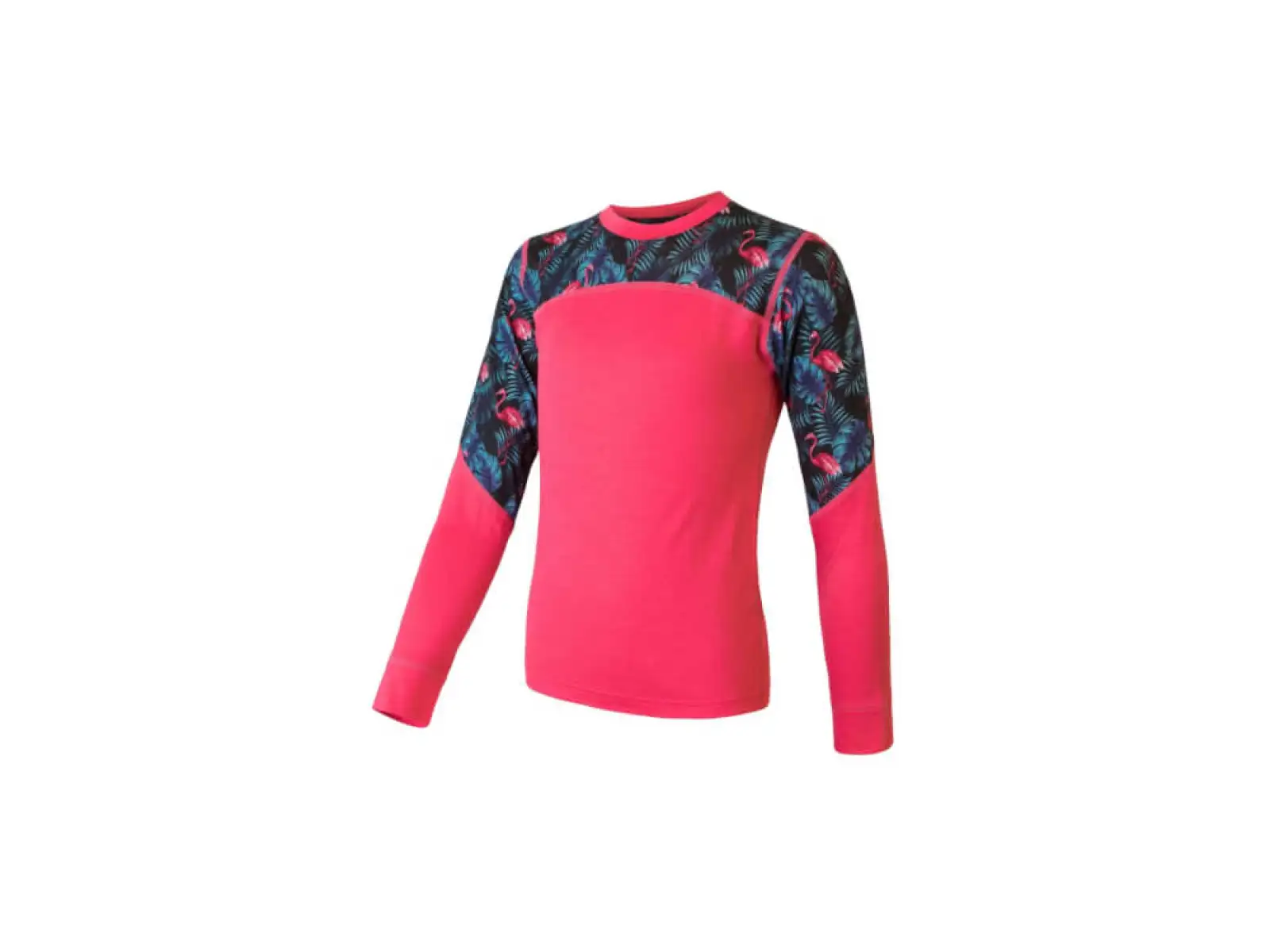 Sensor Merino Impress Set dětské triko dlouhý rukáv + kalhoty magenta/floral