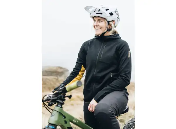 Mons Royale Approach Merino Shift Fleece Hood dámská mikina dlouhý rukáv černá