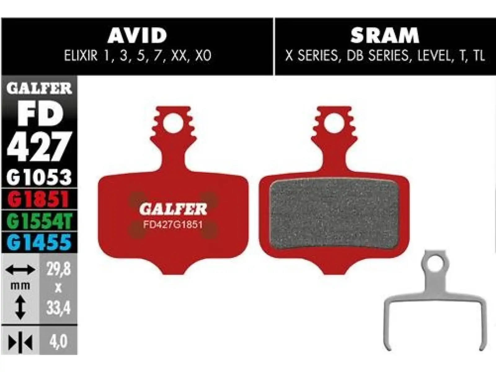 Galfer FD427 Advanced G1851 brzdové destičky pro Avid/Sram