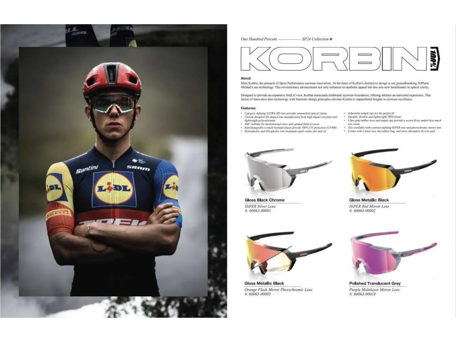 100% Korbin brýle Gloss Black Chrome HiPER Silver Mirror