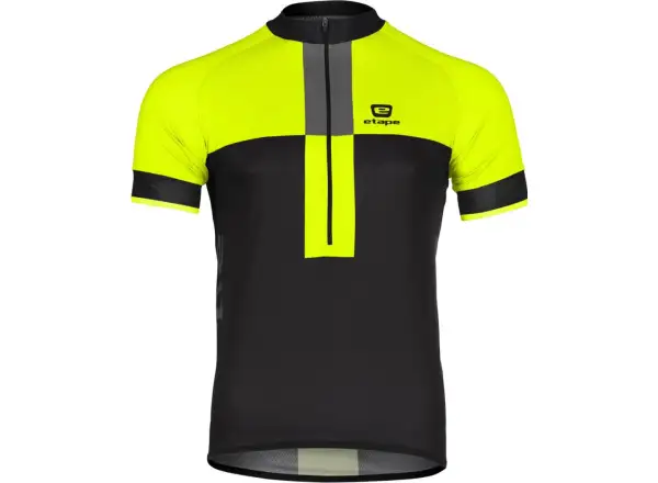 Etape Face pánský dres krátký rukáv černá/žlutá fluo