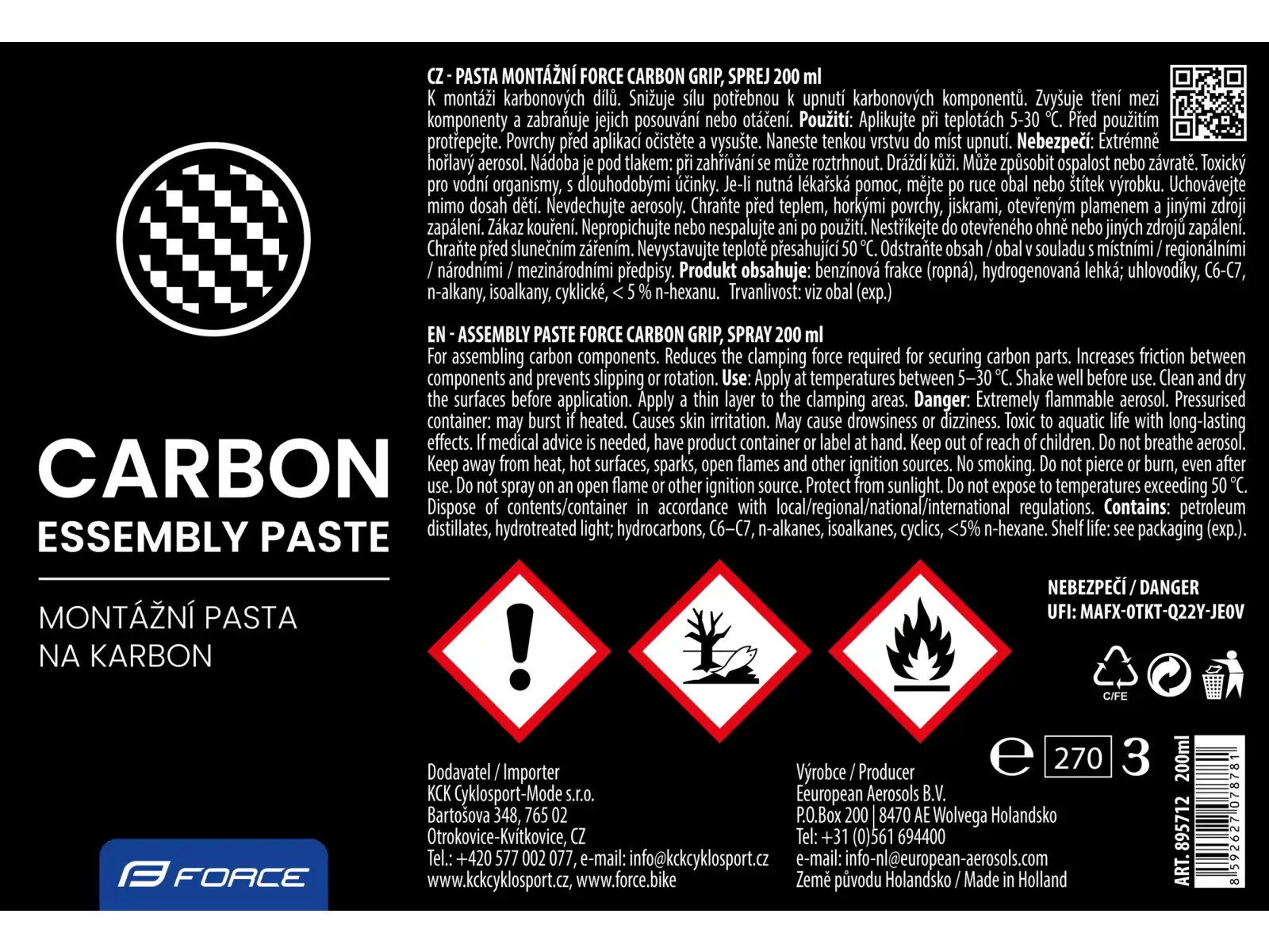 Force Carbon Grip 200 ml mazivo-sprej