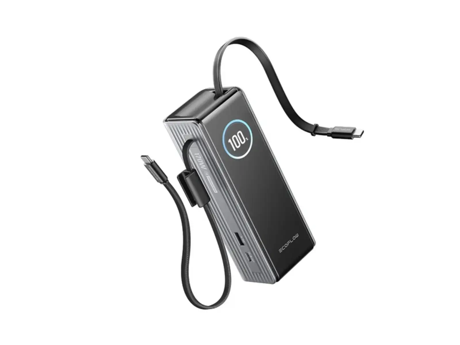 EcoFlow Rapid Power Banka (25000mAh,170W) 2x100W vestavěný USB-C kabel - stříbrná