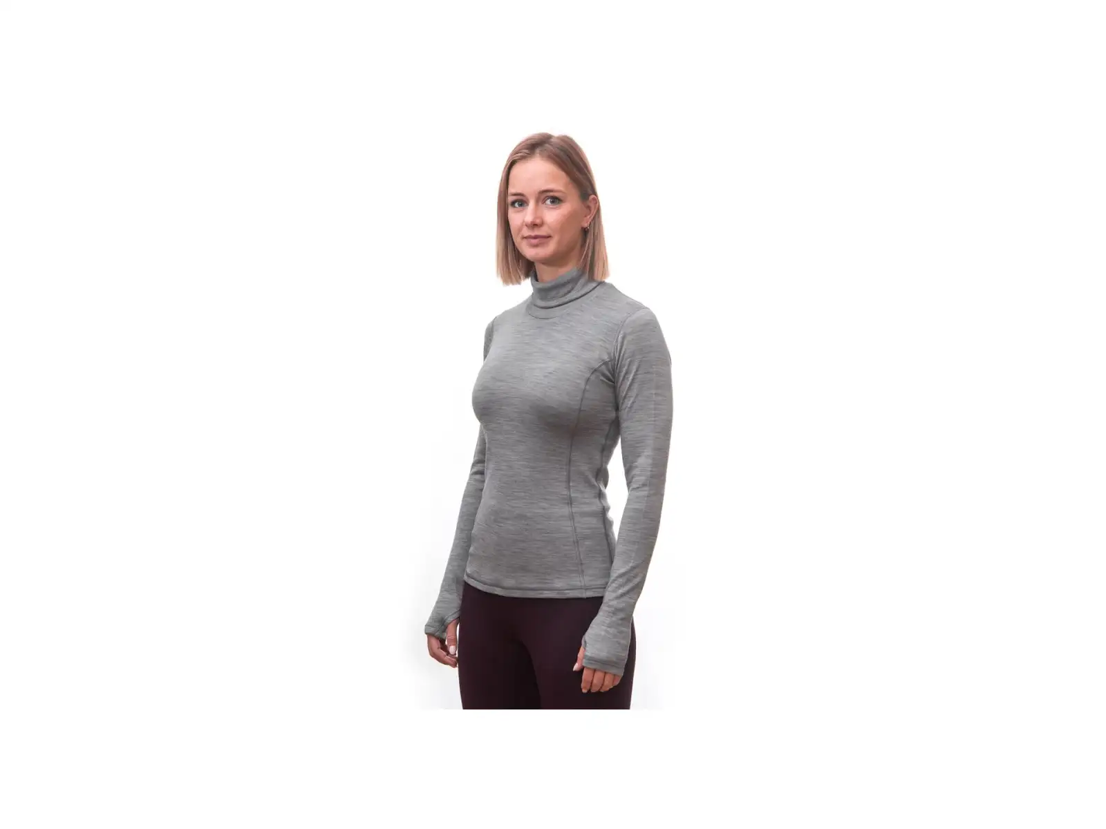 Sensor Merino Bold Roll Neck dámské triko dlouhý rukáv Cool Gray