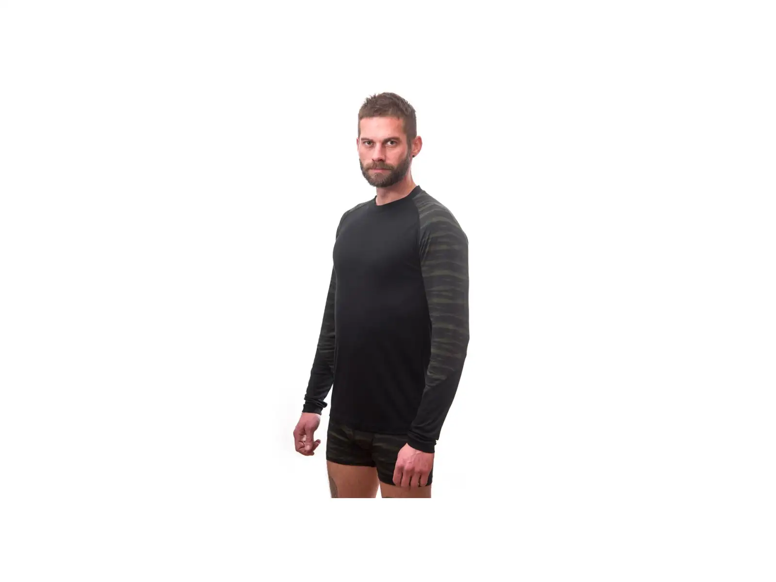 Sensor Merino Impress pánské triko dlouhý rukáv černá/Batik