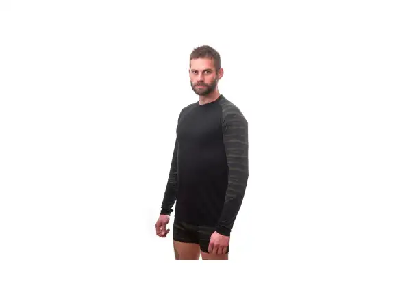 Sensor Merino Impress pánské triko dlouhý rukáv černá/Batik