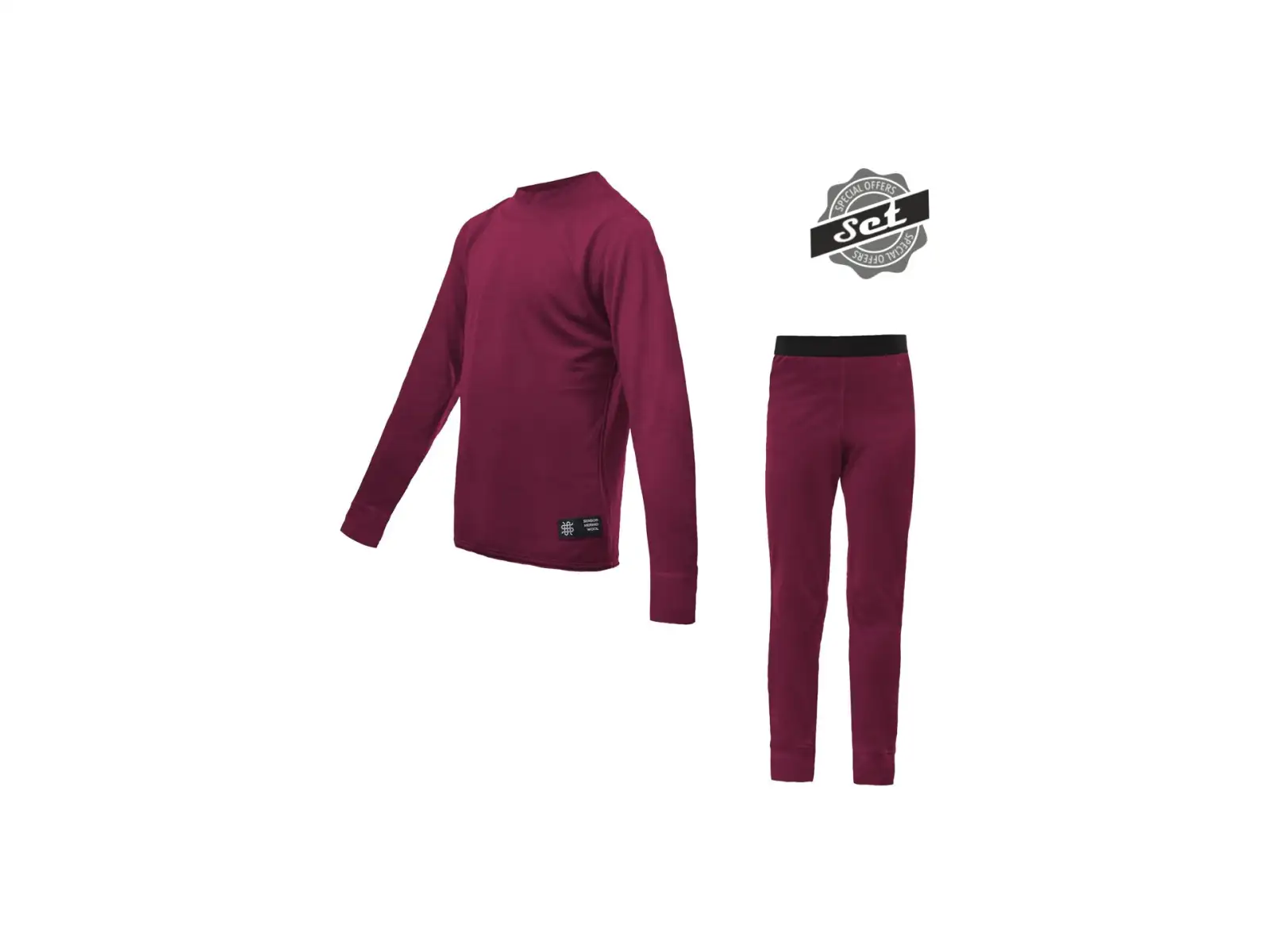 Sensor Merino Active set juniorské triko dlouhý rukáv + kalhoty lilla