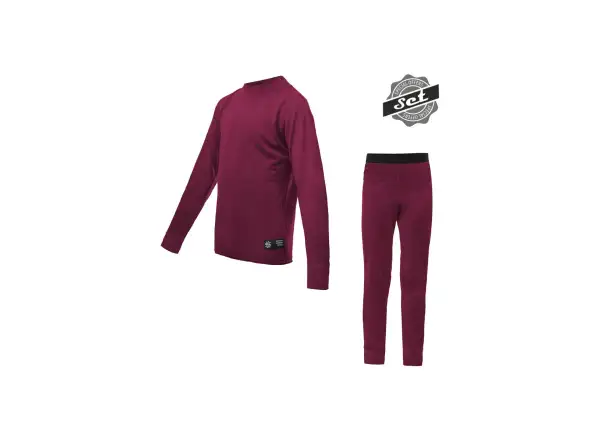 Sensor Merino Active set juniorské triko dlouhý rukáv + kalhoty lilla