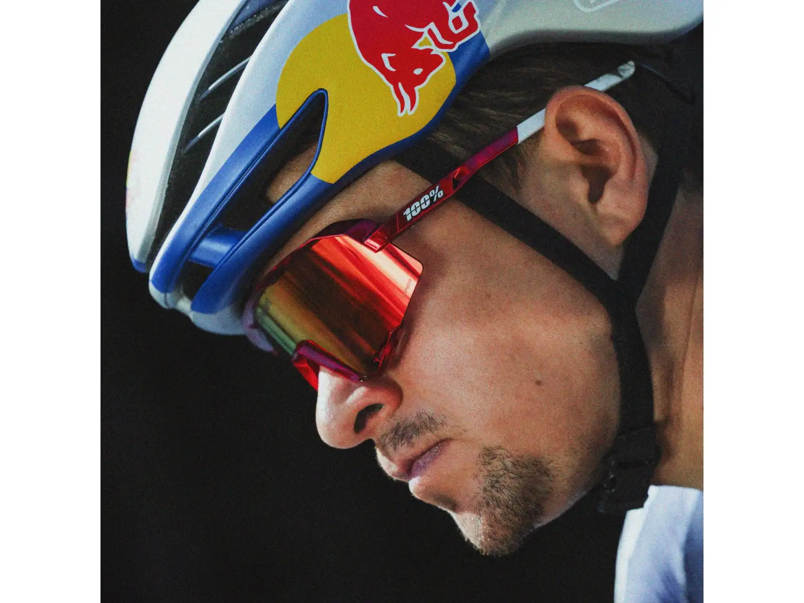 100% Slendale Pidcock Le cyklistické brýle Gloss Red Holographic HiPER Red Mirror Lens