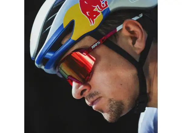 100% Slendale Pidcock Le cyklistické brýle Gloss Red Holographic HiPER Red Mirror Lens