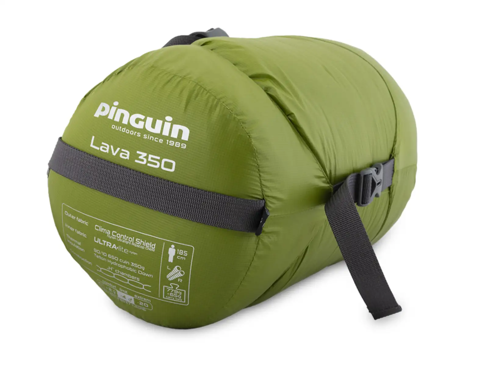 Pinguin Lava 350 spací pytel 195 cm zelená levá