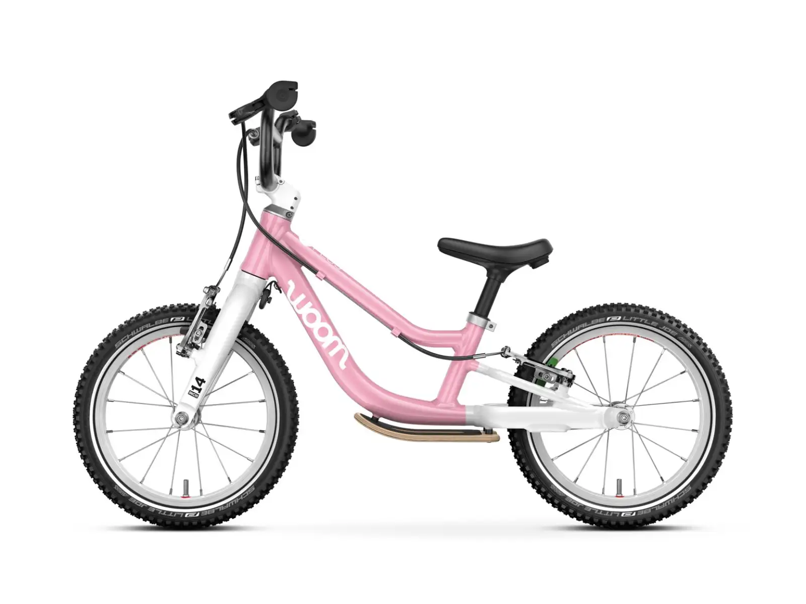 Woom GO 1 Plus dětské odrážedlo 14" barva Powder Pink