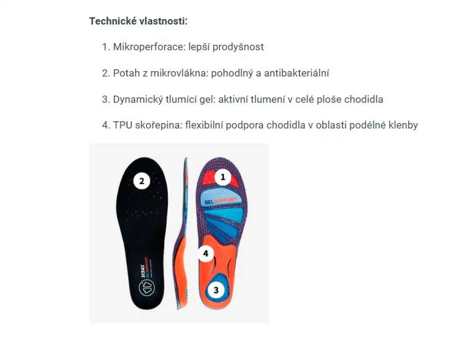Sidas Cushioning Gel Support V2 vložky do bot 1 pár