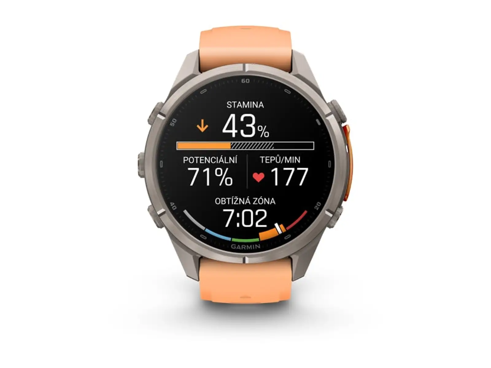 Garmin fenix 9 Pro – inReach 43 mm chytré hodinky Titanium Shell pink/autumn orange silicone band