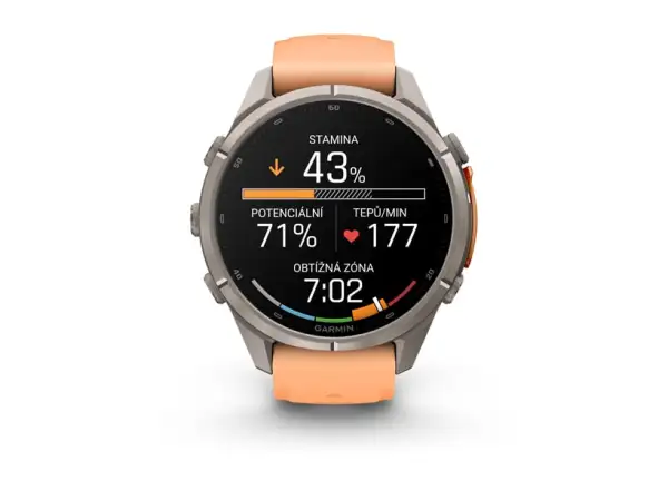 Garmin fenix 9 Pro – inReach 43 mm chytré hodinky Titanium Shell pink/autumn orange silicone band