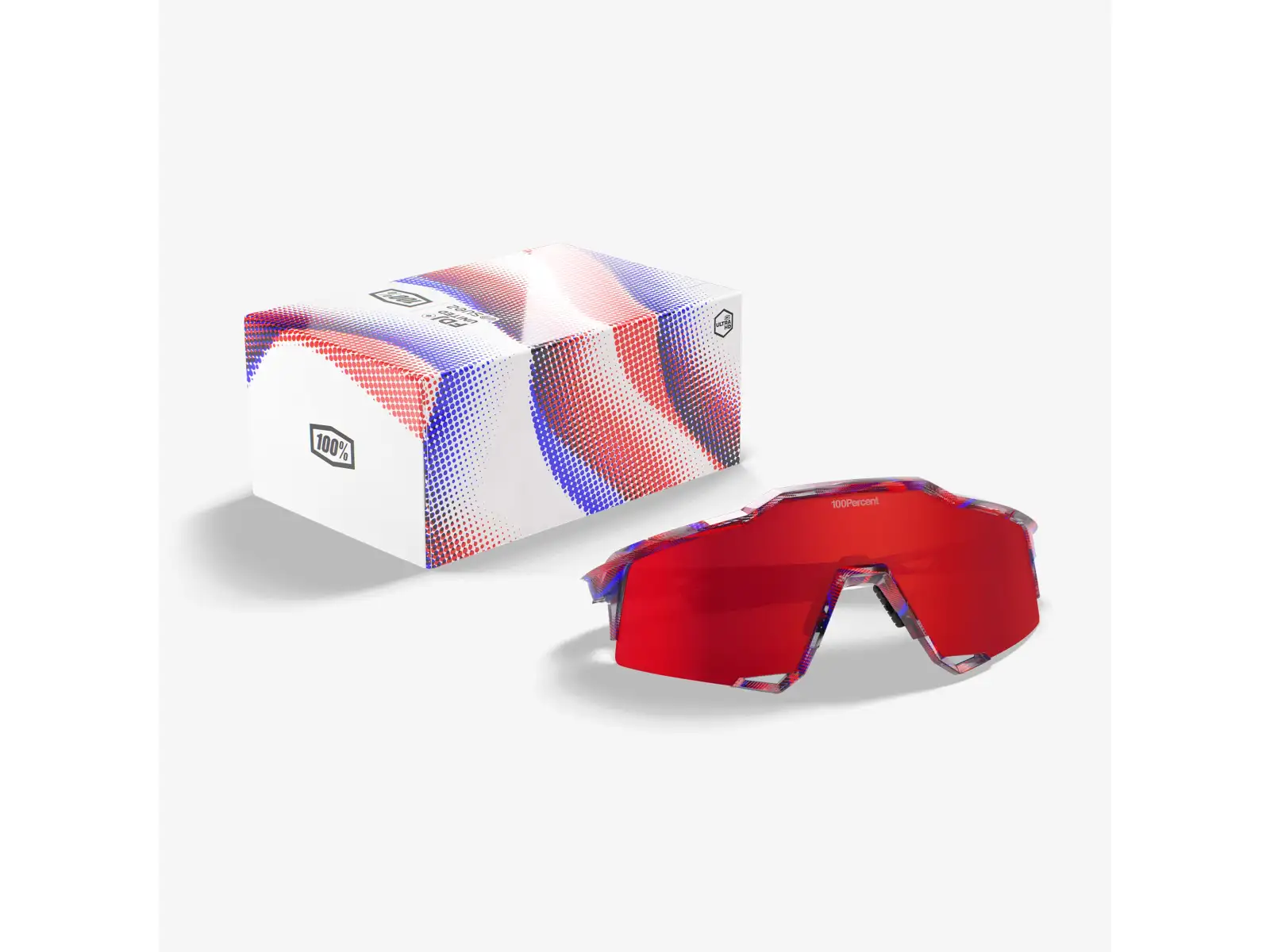 100% Speedcraft brýle FDJ Gloss Translucent Red/Blue/HiPER Fire Red Mirror Lens
