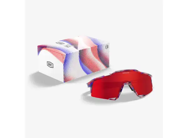 100% Speedcraft brýle FDJ Gloss Translucent Red/Blue/HiPER Fire Red Mirror Lens