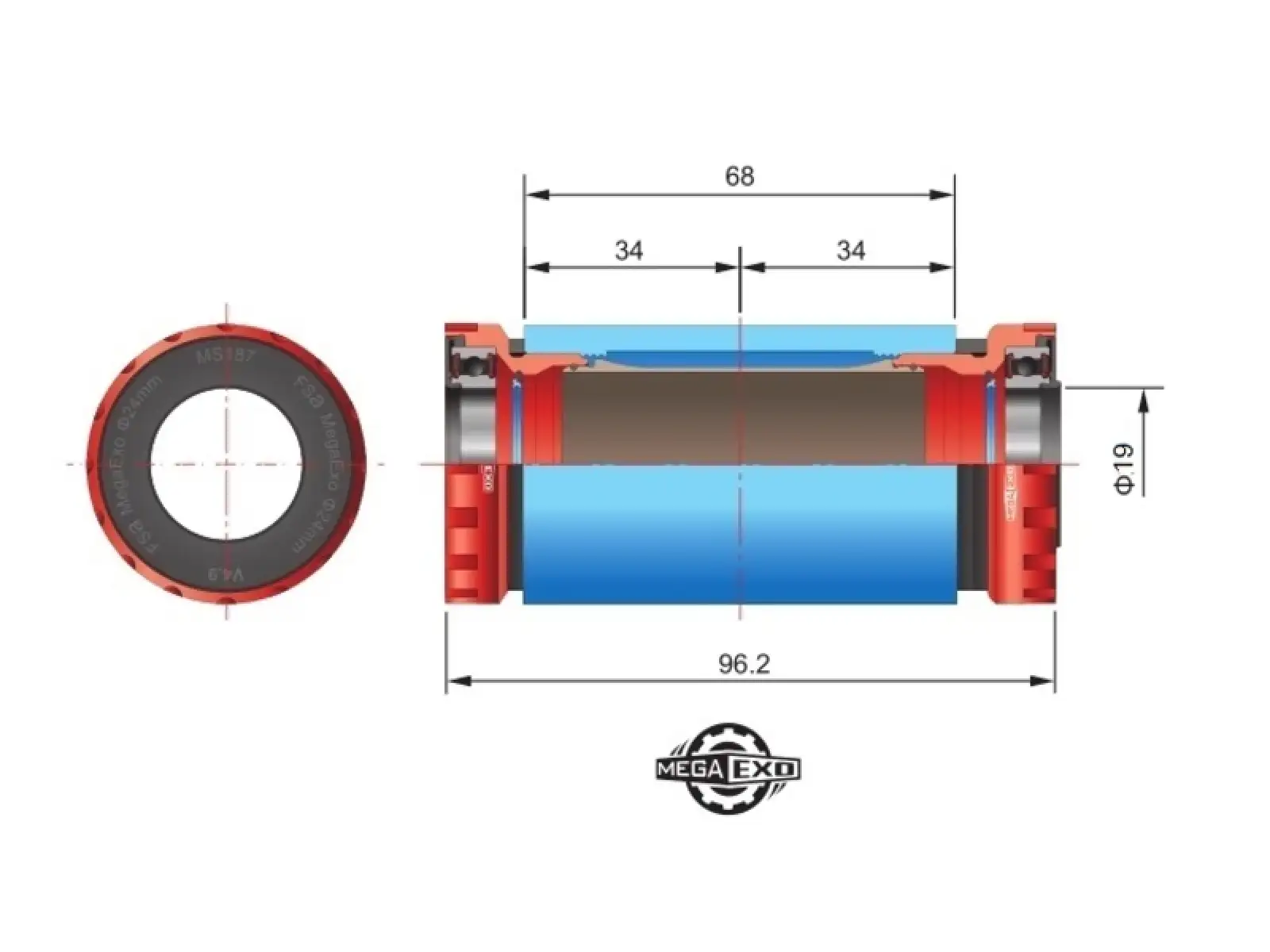 FSA MegaExo BB-1000 misky středového složení MTB 19 mm