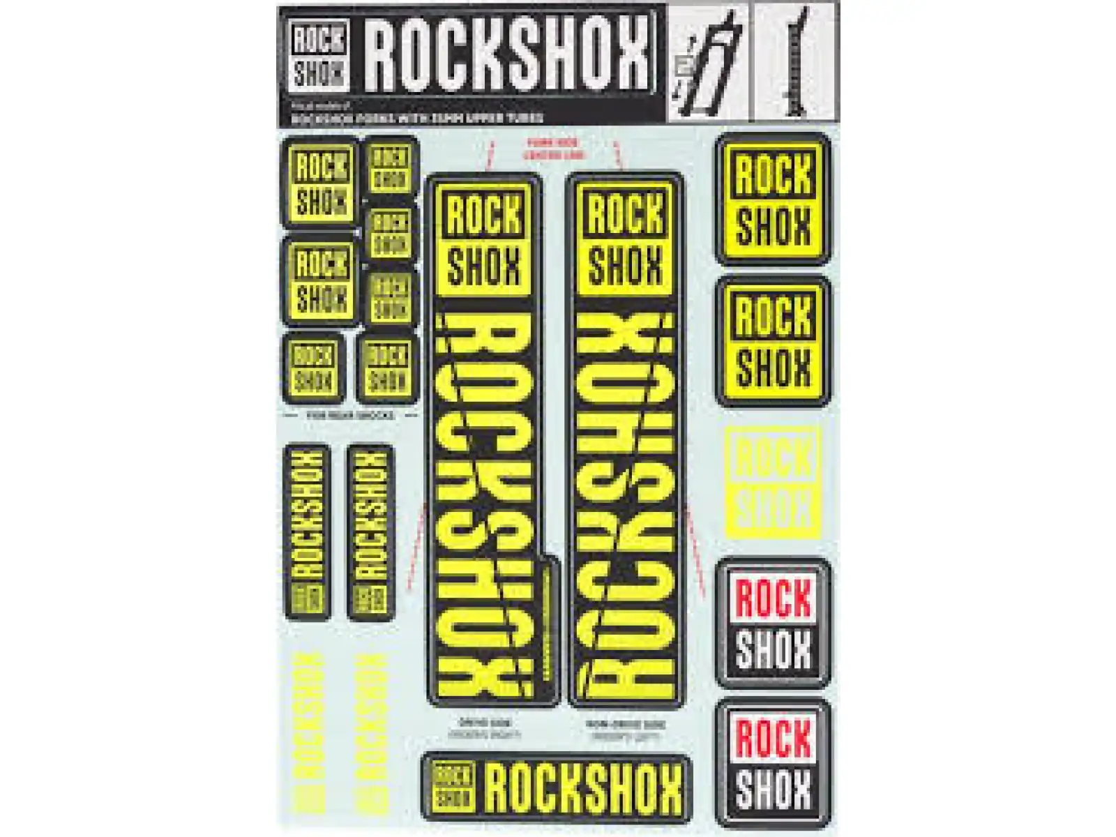 Rock Shox Decal Kit Neon Yellow pro Pike/Lyrik/Yari/Domain/Revelation (2018+)