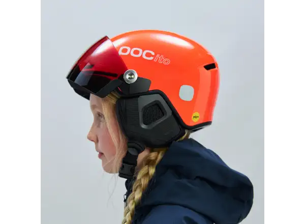 POC POCito Obex Visor dětská lyžařská přilba Fluorescent Orange