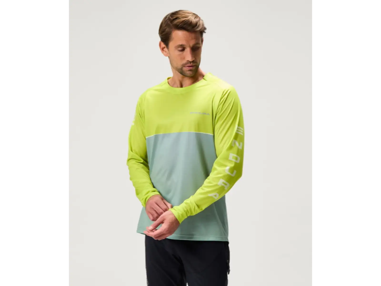 Endura Singletrack Core Printed Tee pánský dres dlouhý rukáv Lime Green