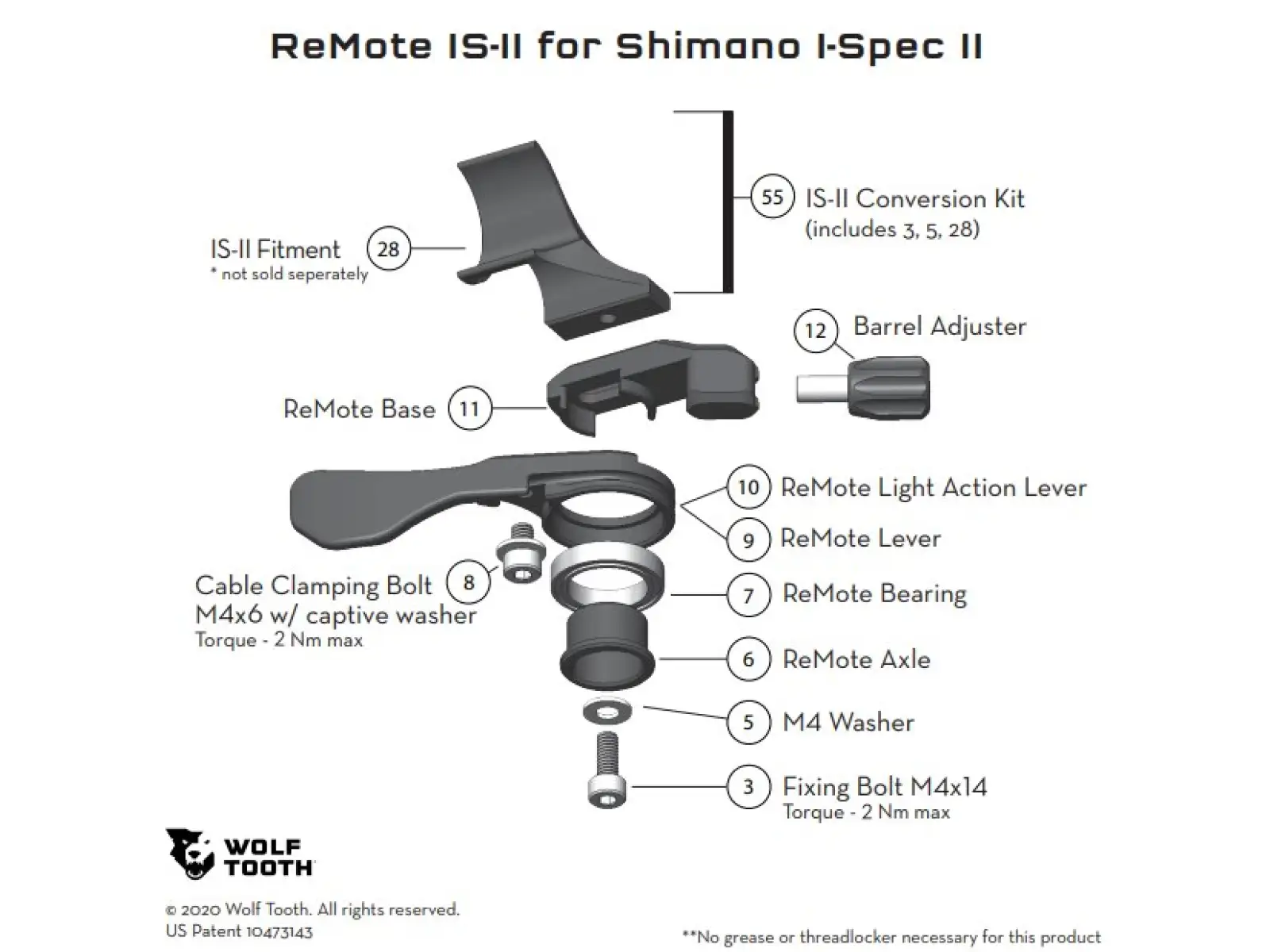 WOLF TOOTH REMOTE IS-II Conversion Kit náhradní díl