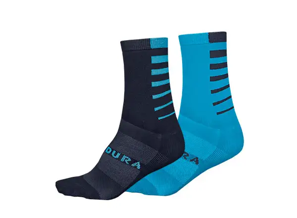 Endura Coolmax Stripe ponožky (2 páry v balení) Electric Blue