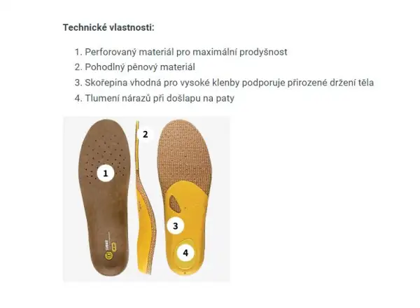 Sidas 3Feet Outdoor High vložky do bot vysoká klenba 1 pár