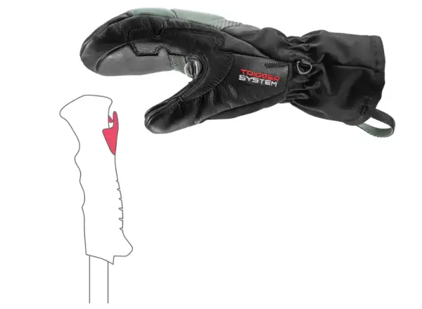 Leki Griffin Base 3D Women Mitt dámské palčáky Black-Dusty Green
