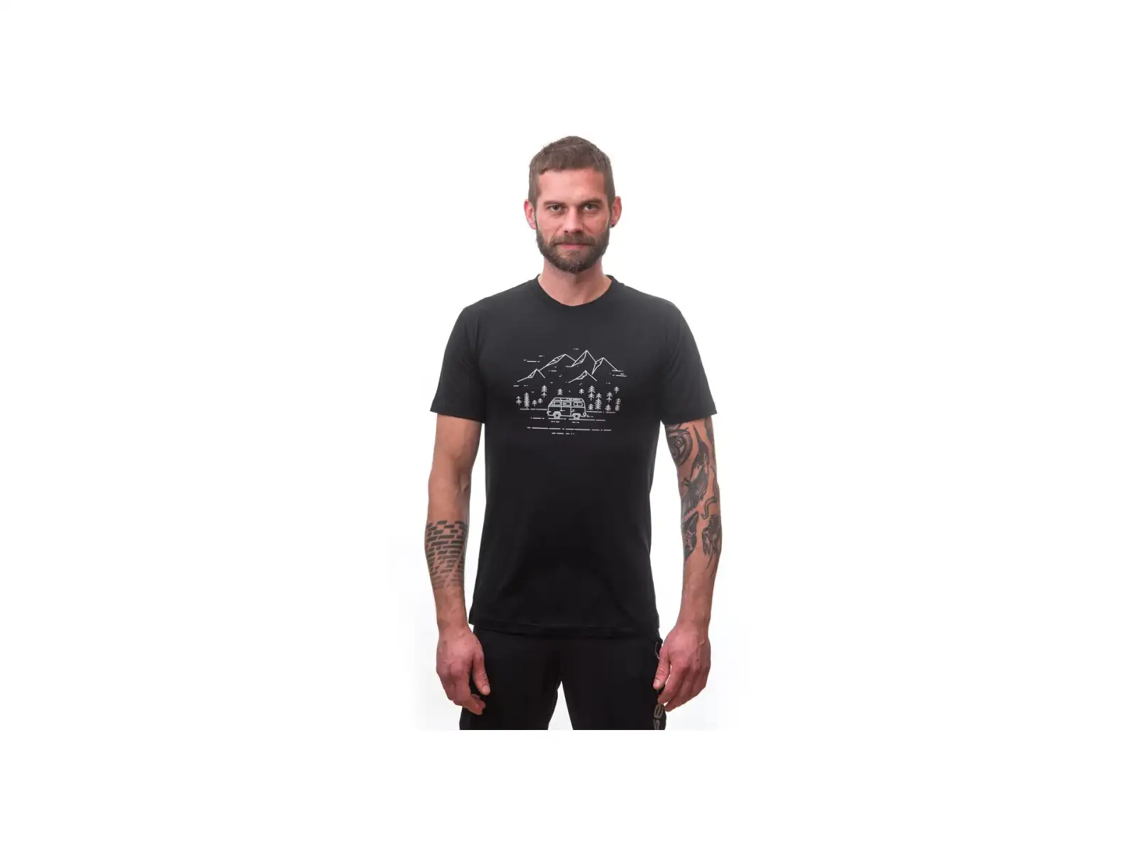 Sensor Merino Active PT Van Life pánské triko krátký rukáv černá
