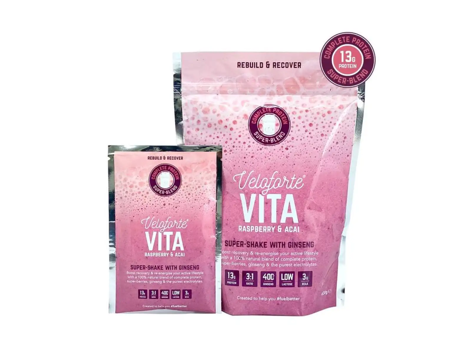 Veloforte Vita Recovery Protein Shake 10 pack regenerační nápoj Raspberry & Acai