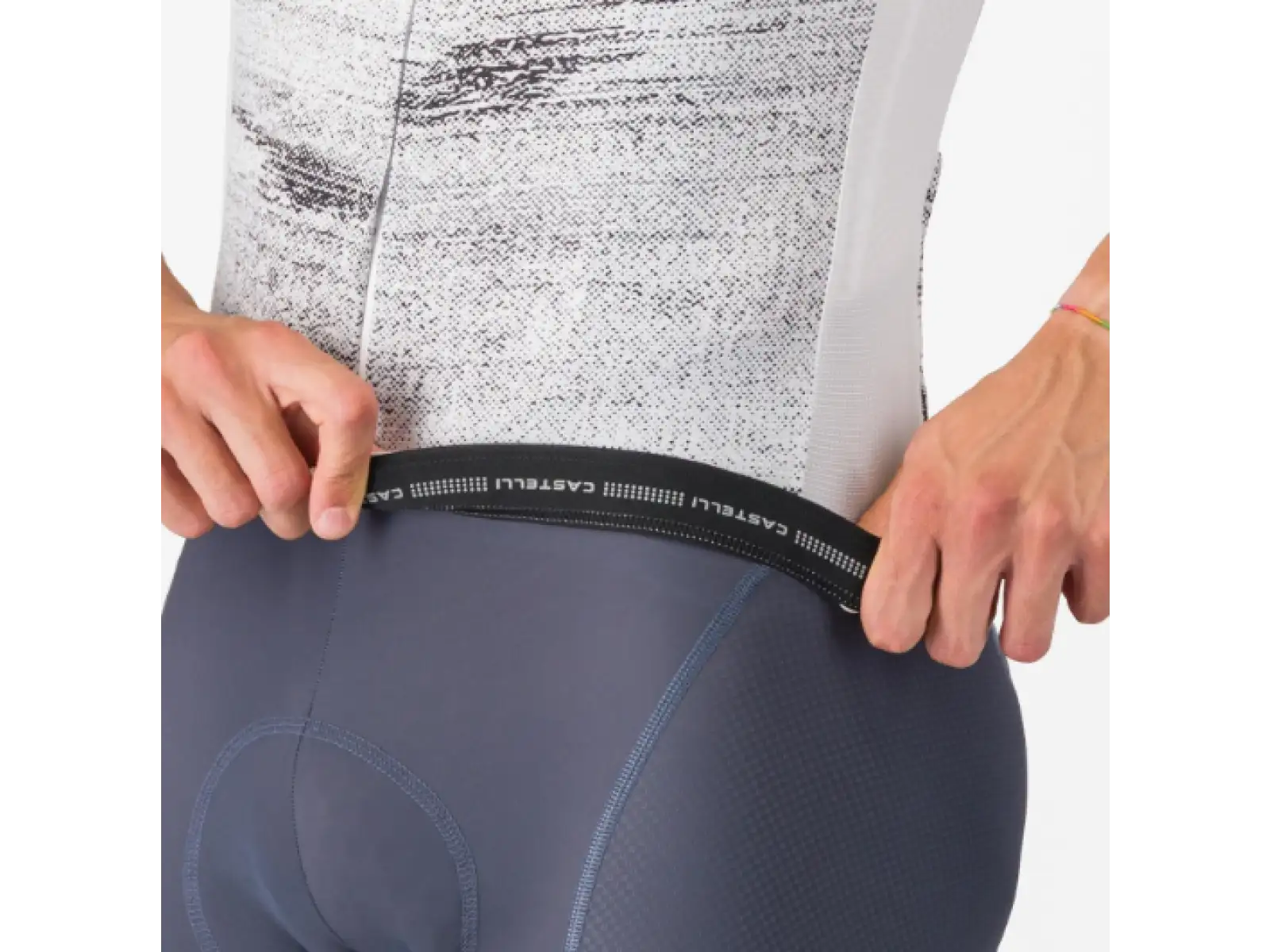 Castelli Stratus Logo pánský dres krátký rukáv White/Smoky Gray