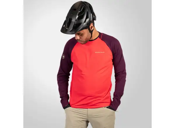 Endura SingleTrack Fleece pánský dres dlouhý rukáv Purple/Red