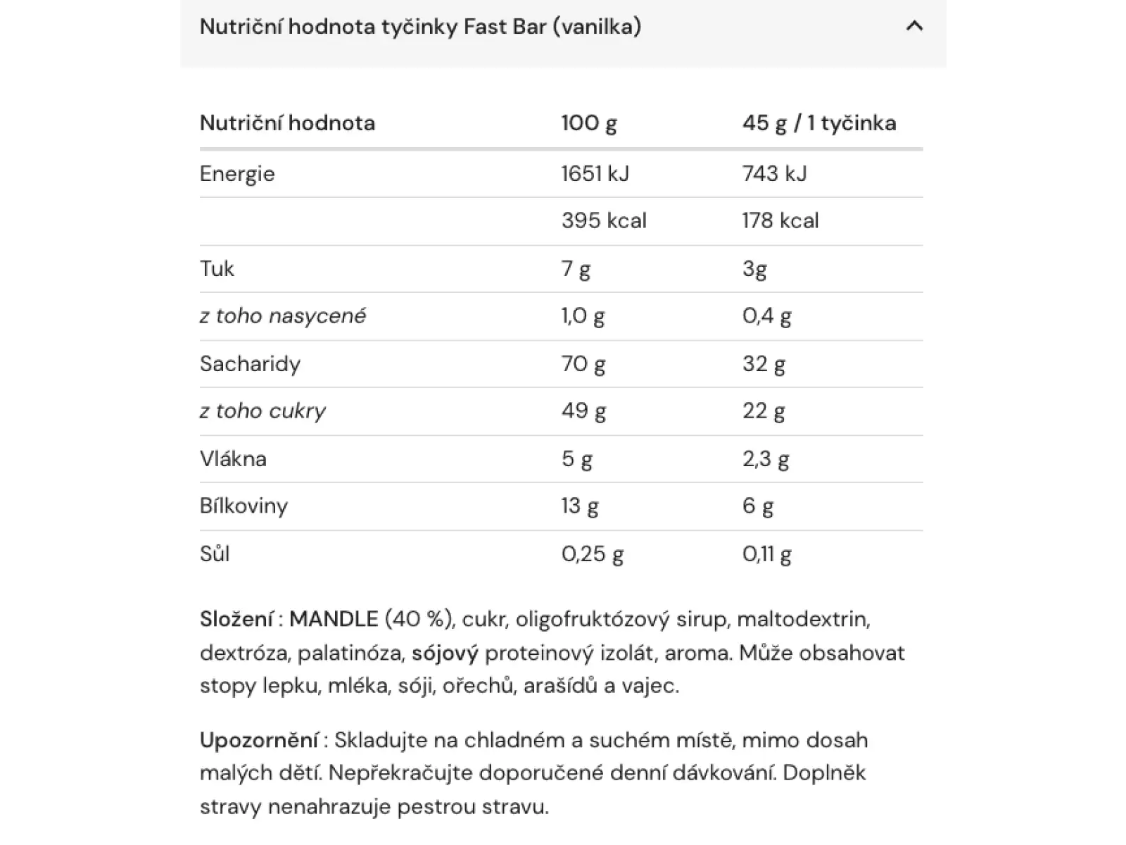 Amacx Fast Bar energetická tyčinka 45 g vanilla