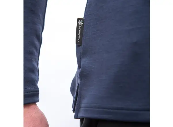 Sensor Merino Blend Typo pánské triko dlouhý rukáv Deep Blue