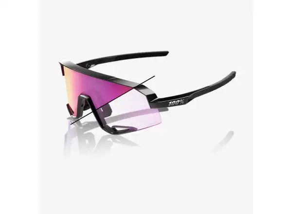 100% Slendale sluneční brýle Gloss Black/Photochromic Purple Mirror