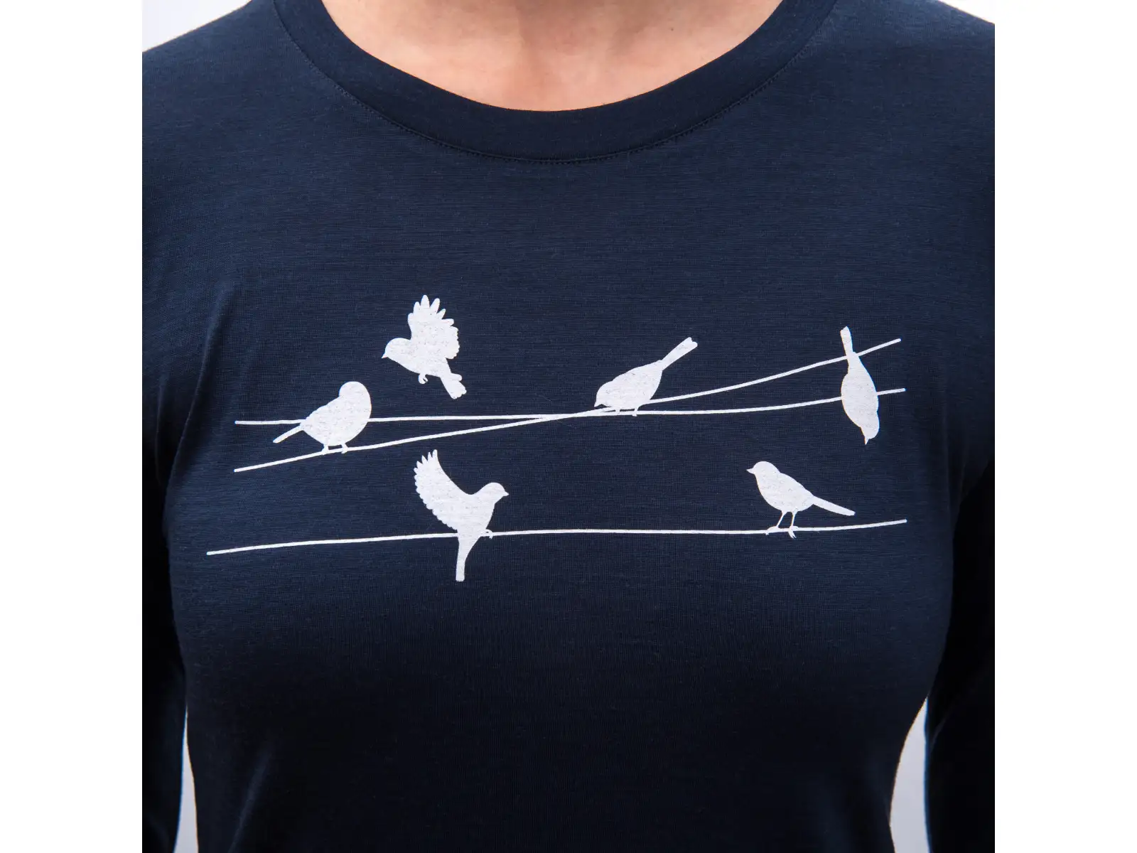 Sensor Merino Active Songbirds dámské triko dlouhý rukáv Deep Blue