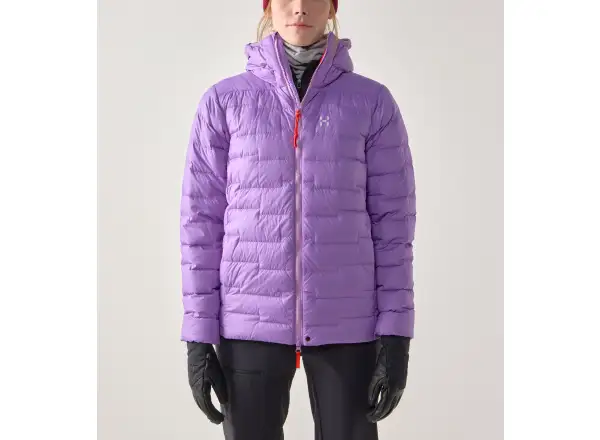 Haglöfs ROC Flash Down hood W dámská bunda Purple Ice/Tech Red