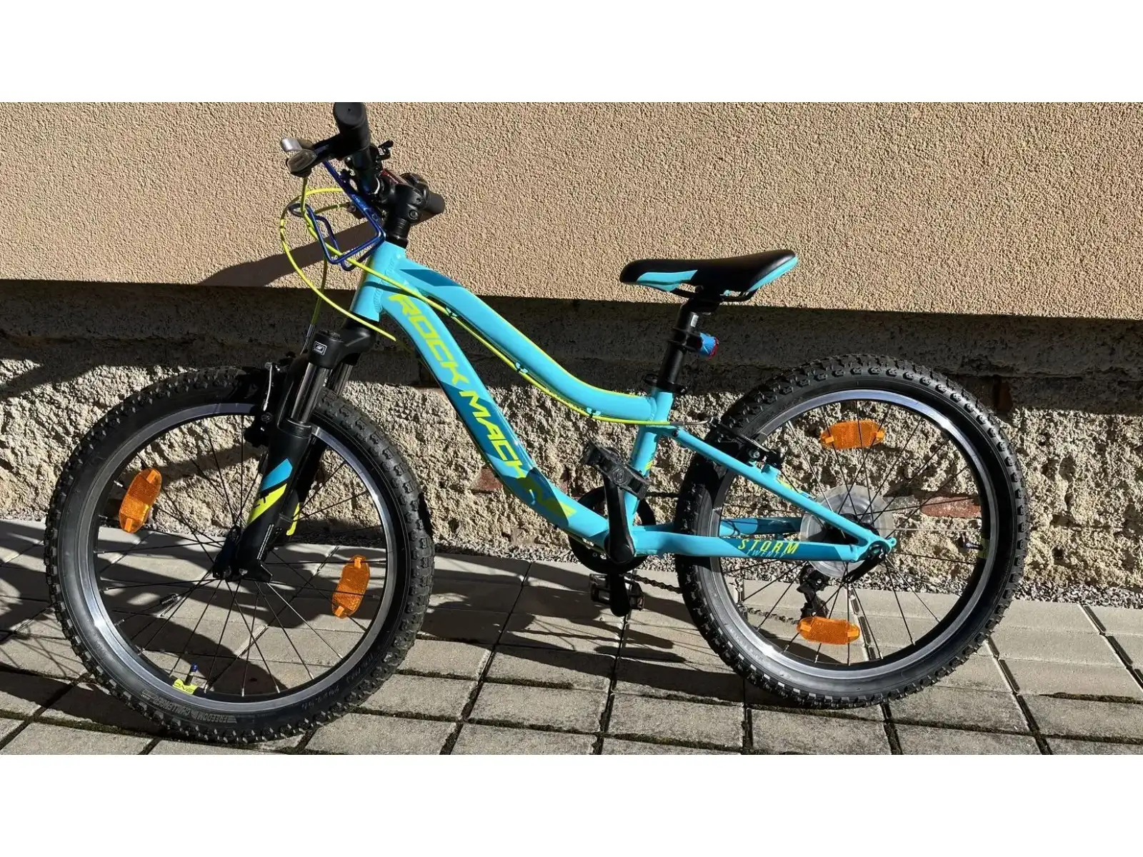 Rock Machine Storm 20 VB dětské kolo Gloss Neon Cyan/Yellow/Petrol