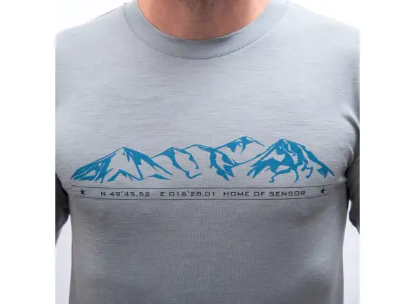 Sensor Merino Active Mountains pánské triko krátký rukáv šedá